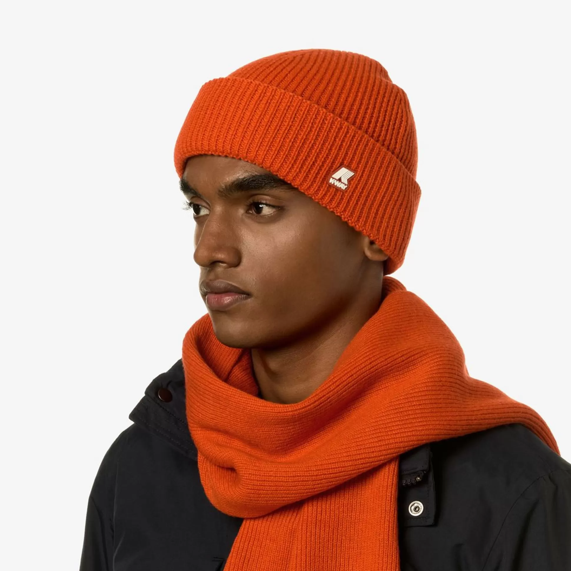 New K-WAY Brice Cardigan Stitch Wool Orange Pum