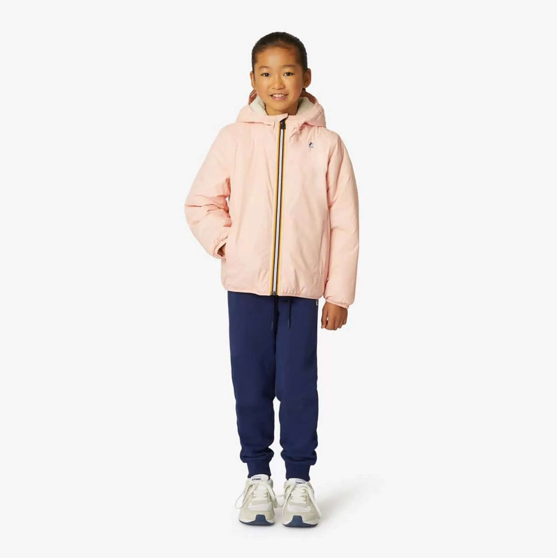 Shop K-WAY Le Vrai 3.0 Claude Orsetto Kids Ecru - Pink