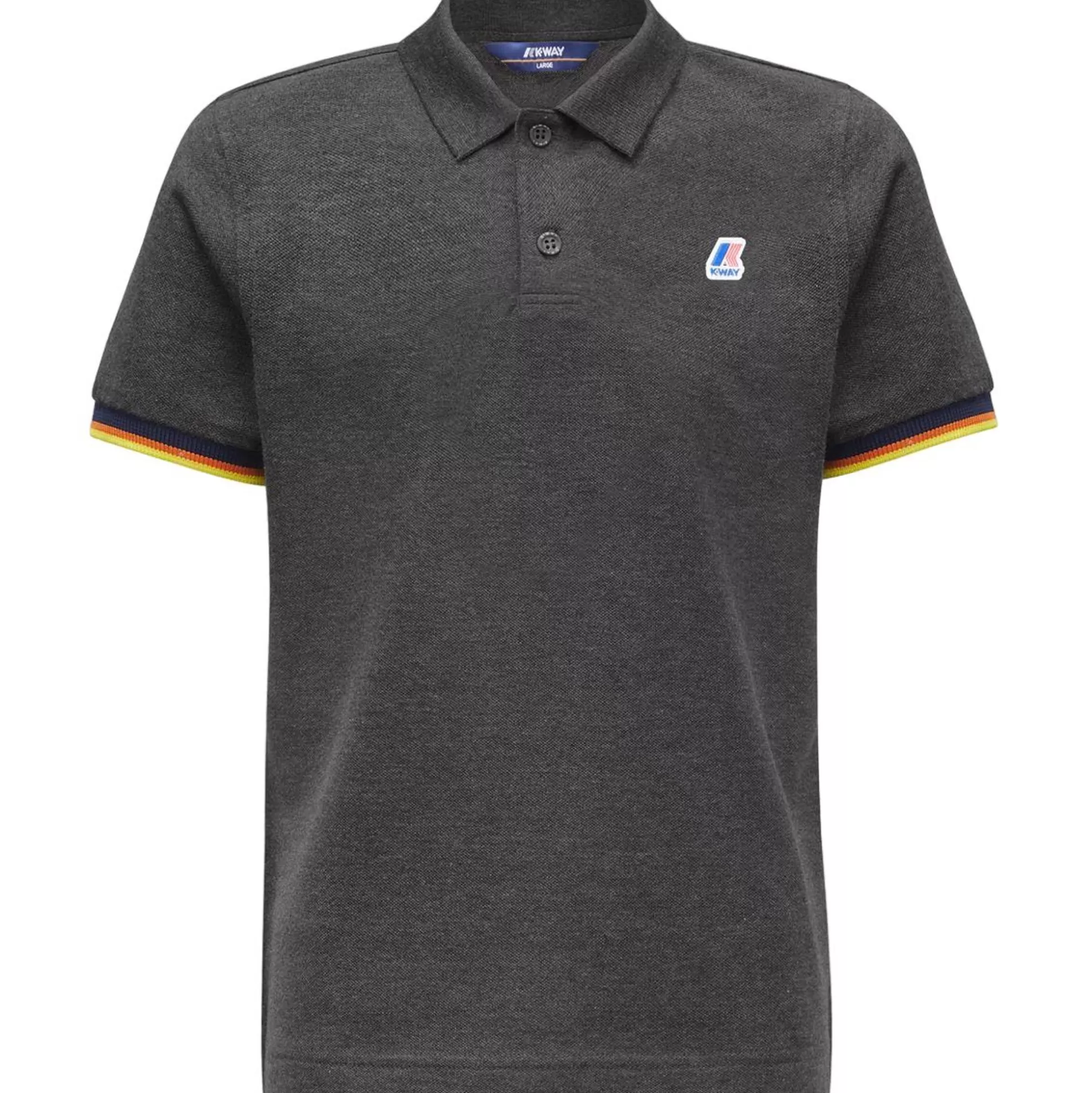 Discount K-WAY Vincent Contrast Polo Grey Md Melange