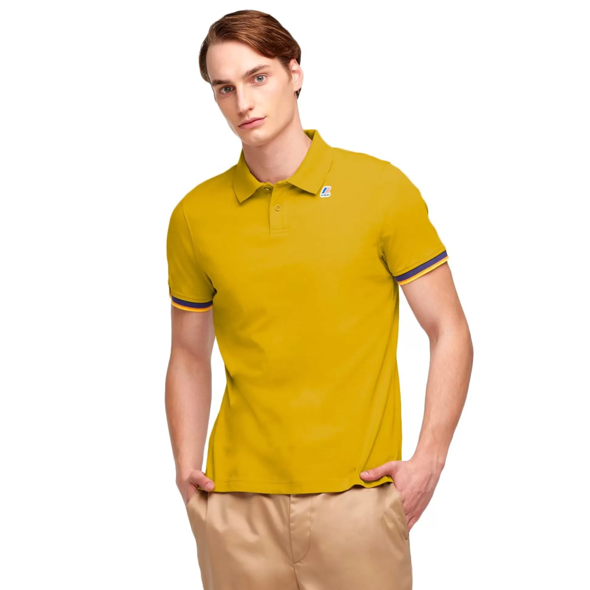 Shop K-WAY Vincent Contrast Polo Jaune Fonce