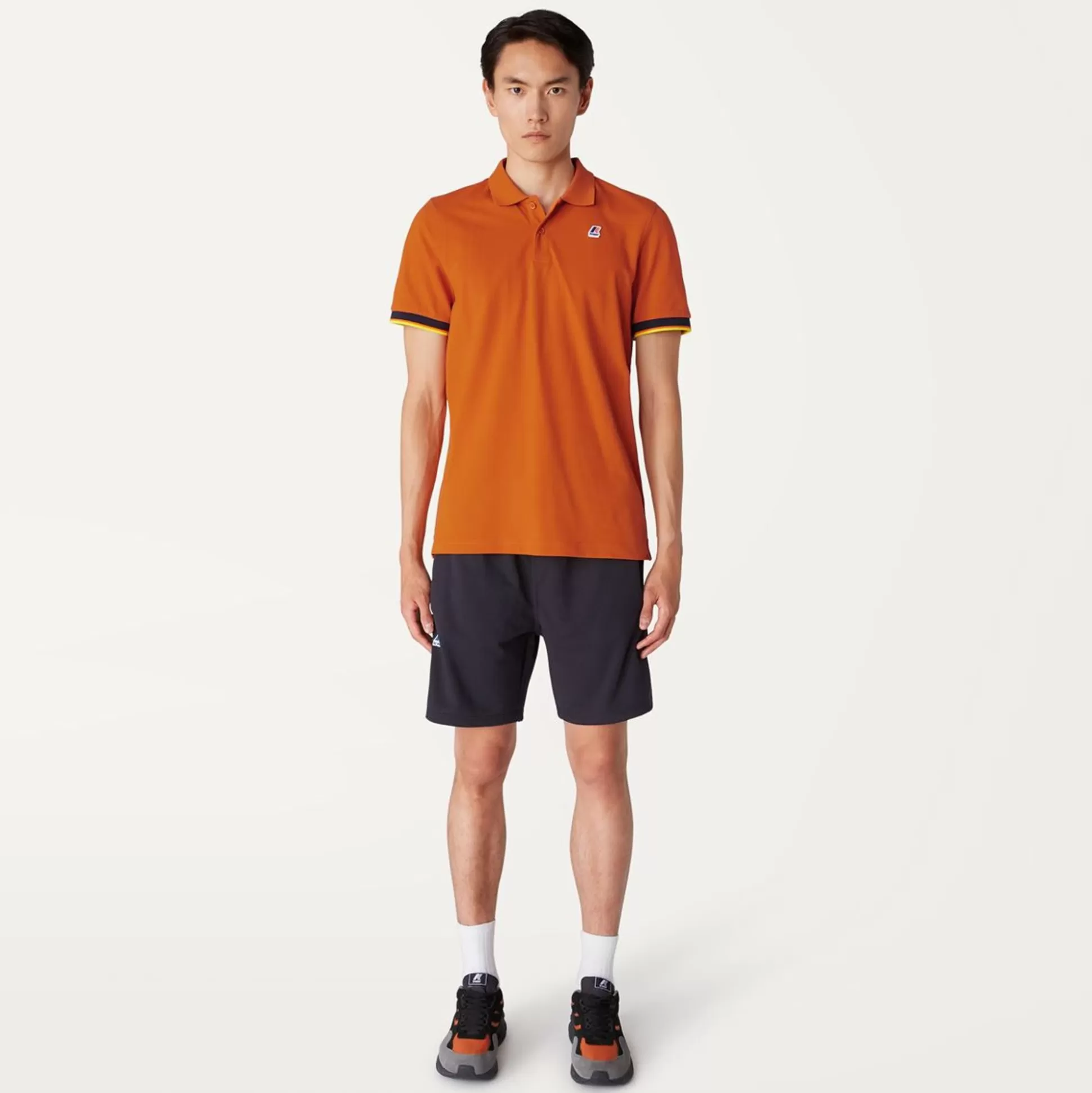 New K-WAY Vincent Contrast Polo Orange Rust